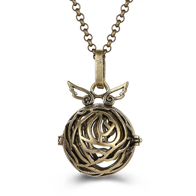 Mexico Chime Music Angel Ball Caller Locket Necklace Vintage Pregnancy Necklace Aromatherapy Essential Oil Diffuser Accessories