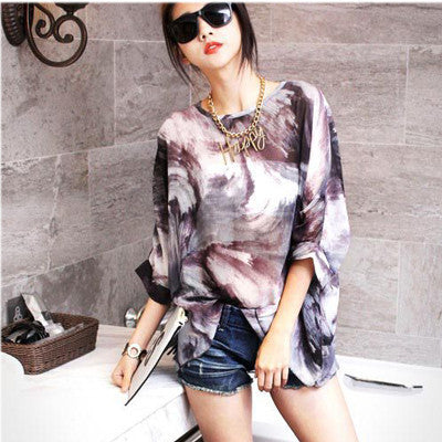 Online discount shop Australia - Chiffon Shirts 6XL Plus Size Women Clothing  Novelty Plaid Print  Blouses Batwing Sleeve Women's Casual Tops