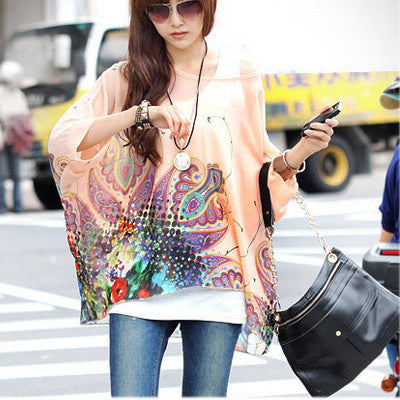 Online discount shop Australia - Chiffon Shirts 6XL Plus Size Women Clothing  Novelty Plaid Print  Blouses Batwing Sleeve Women's Casual Tops