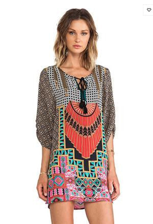 Women bohemian summer dress Ethnic Ropa Mujer 3/4 sleeve Loose V neck vintage print dress short hippie