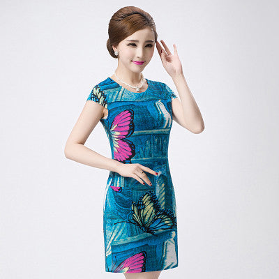 Online discount shop Australia - L-4XL Summer Dress Women Slim Milk Silk print Floral sundress Casual summer style Plus Size sexy bodycon dress Vestidos