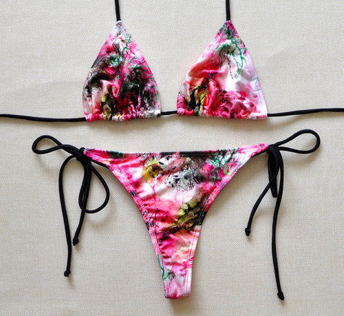 Solid Thong Bikini Women's Beach Brazilian Swimwear Female Bikinis Set Departure Beach Swimsuit String Biquini 1667