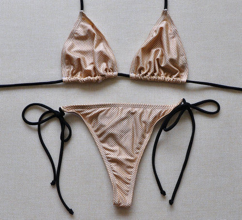 Solid Thong Bikini Women's Beach Brazilian Swimwear Female Bikinis Set Departure Beach Swimsuit String Biquini 1667
