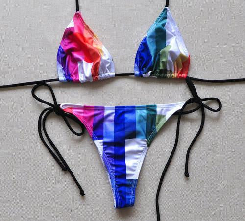 Solid Thong Bikini Women's Beach Brazilian Swimwear Female Bikinis Set Departure Beach Swimsuit String Biquini 1667