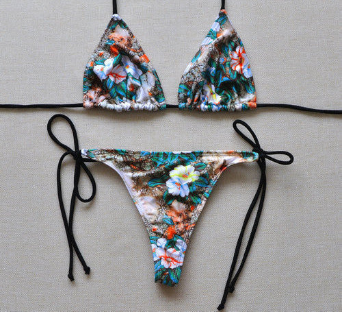 Solid Thong Bikini Women's Beach Brazilian Swimwear Female Bikinis Set Departure Beach Swimsuit String Biquini 1667