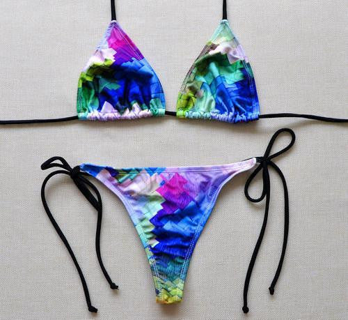 Solid Thong Bikini Women's Beach Brazilian Swimwear Female Bikinis Set Departure Beach Swimsuit String Biquini 1667