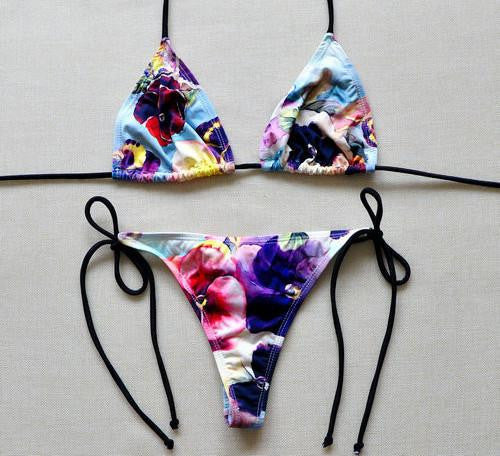 Solid Thong Bikini Women's Beach Brazilian Swimwear Female Bikinis Set Departure Beach Swimsuit String Biquini 1667