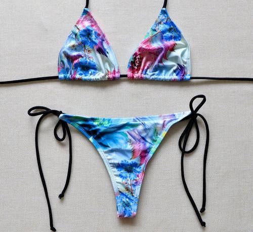 Solid Thong Bikini Women's Beach Brazilian Swimwear Female Bikinis Set Departure Beach Swimsuit String Biquini 1667