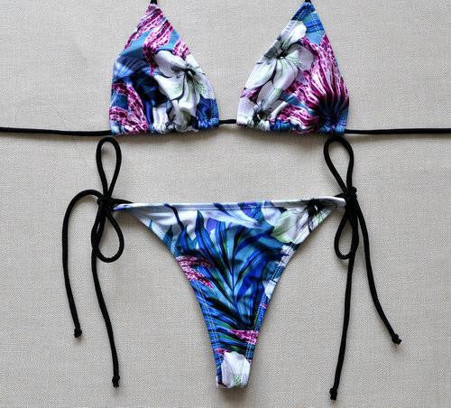 Solid Thong Bikini Women's Beach Brazilian Swimwear Female Bikinis Set Departure Beach Swimsuit String Biquini 1667