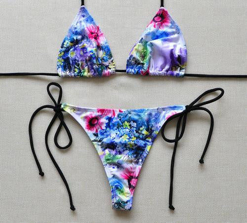 Solid Thong Bikini Women's Beach Brazilian Swimwear Female Bikinis Set Departure Beach Swimsuit String Biquini 1667