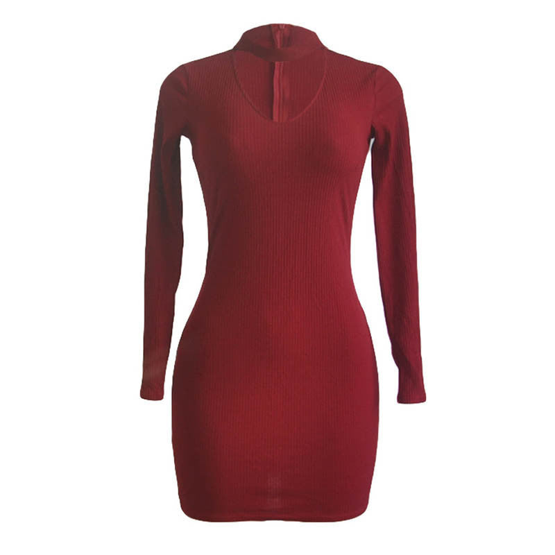 Online discount shop Australia - AILORIA Apparel Autumn sexy halter knitted dress Women winter elegant bodycon dress Casual black vestidos short sweater dresses