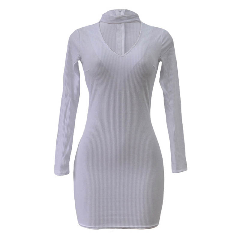 Online discount shop Australia - AILORIA Apparel Autumn sexy halter knitted dress Women winter elegant bodycon dress Casual black vestidos short sweater dresses