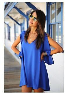 Summer Dress casual Plus Size Women Clothing Long sleeve solid color Chiffon V Dress Vestidos Beach Dress Loose V-neck dress