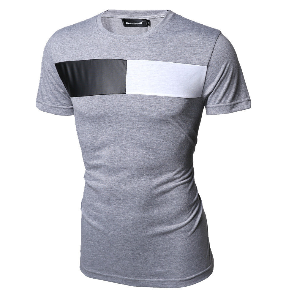Online discount shop Australia - M-XXL PU Leather T Shirt Men High Quality Splice short Sleeve T-Shirt Fashion Cotton Casual O-Neck hip hop Mens Tops Tee T103