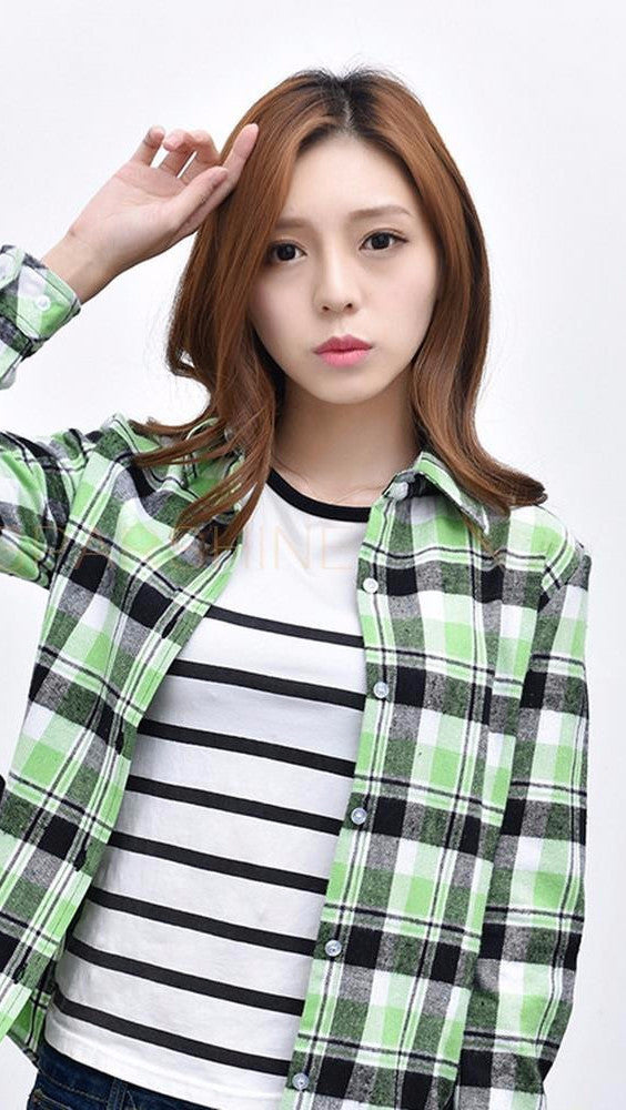Fashion 22 Colors Girl's Plaid Flannel Shirt Female Long-Sleeved Shirts Ladies Large Size Women's Tops plus size
