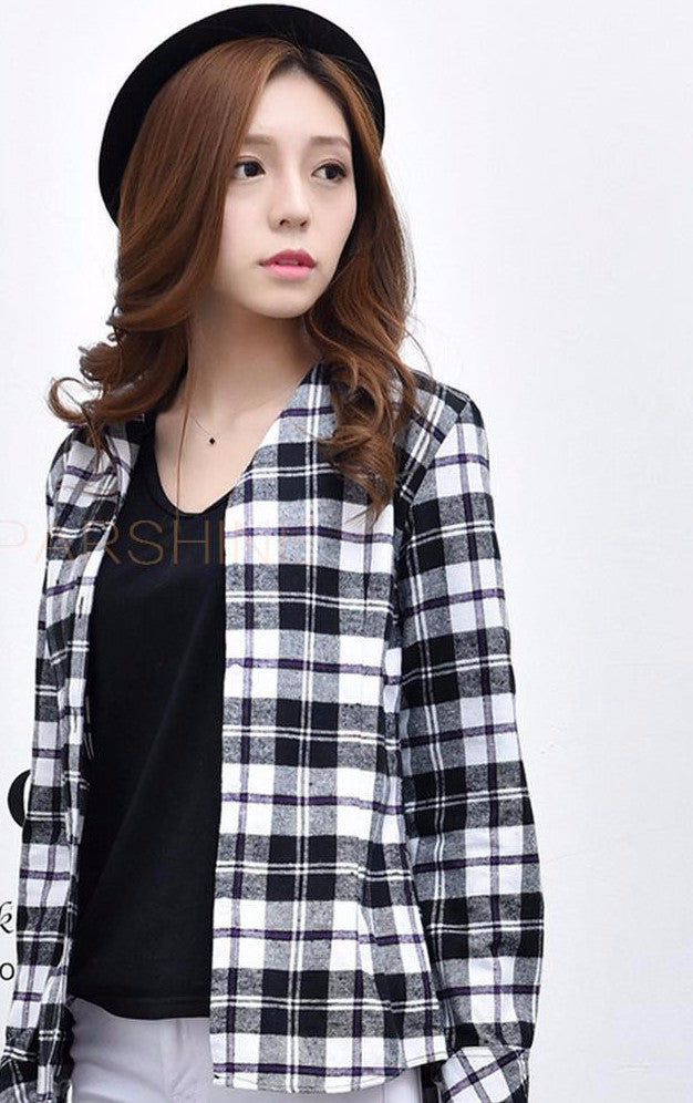 Fashion 22 Colors Girl's Plaid Flannel Shirt Female Long-Sleeved Shirts Ladies Large Size Women's Tops plus size