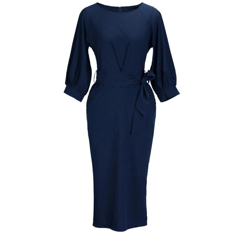 Women Spring Autumn Work Office Dress Half Sleeve O Neck Elegant Ladies Bodycon Bandage Slim Party Dress Vestidos