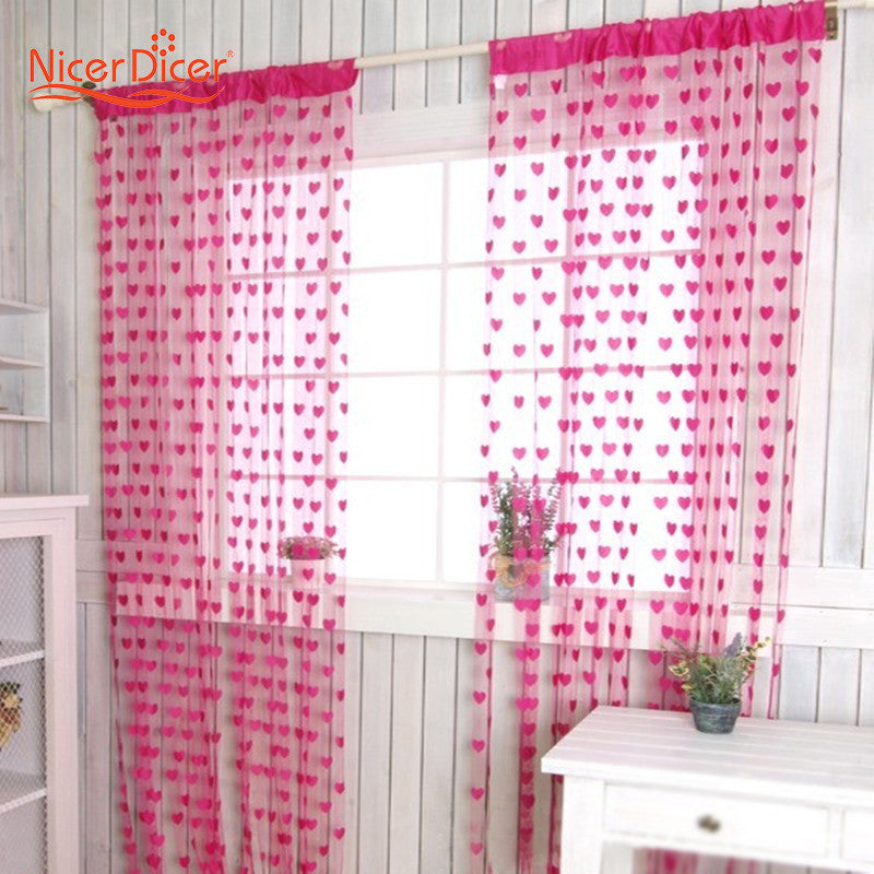 Chic Curtain Window Loving Heart Pattern Vestibule Floral Tassel String Balcony Lifting Sheer Valance Scarf Room Decor
