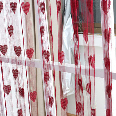 Chic Curtain Window Loving Heart Pattern Vestibule Floral Tassel String Balcony Lifting Sheer Valance Scarf Room Decor