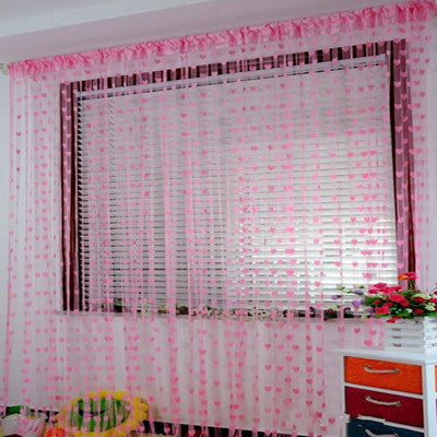 Chic Curtain Window Loving Heart Pattern Vestibule Floral Tassel String Balcony Lifting Sheer Valance Scarf Room Decor