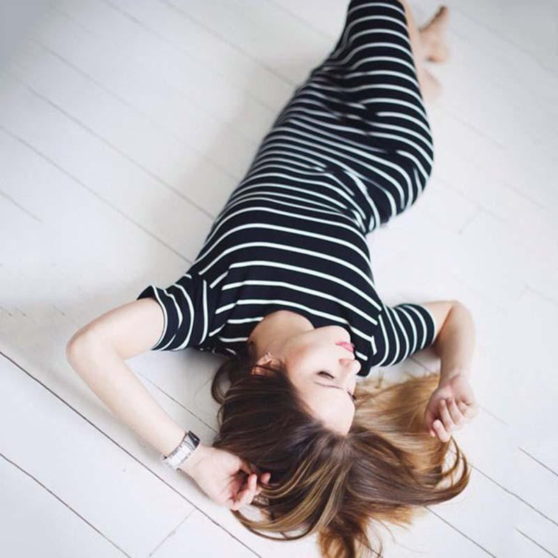 Summer Women Dress Casual Slim Sheath Dresses Round Neck Striped Dress Short Sleeve Bodycon Dresses LJ4862R