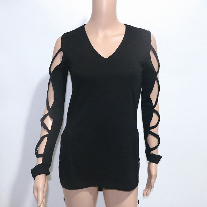 Online discount shop Australia - Hollow Out Long Sleeve T-shirts For Women Harajuku T Shirt Female Tops Plus Size Tee Shirts Sexy T-shirt Woman