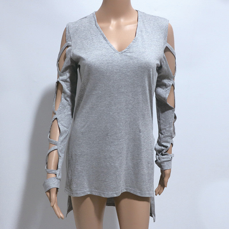 Online discount shop Australia - Hollow Out Long Sleeve T-shirts For Women Harajuku T Shirt Female Tops Plus Size Tee Shirts Sexy T-shirt Woman