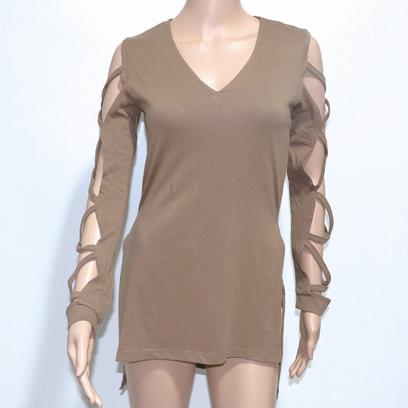 Online discount shop Australia - Hollow Out Long Sleeve T-shirts For Women Harajuku T Shirt Female Tops Plus Size Tee Shirts Sexy T-shirt Woman