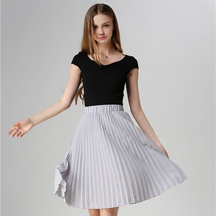 Online discount shop Australia - Elegant Tulle Pleated Skirt Blue Chiffon Skirt Women's Vintage Pink Midi Skirt