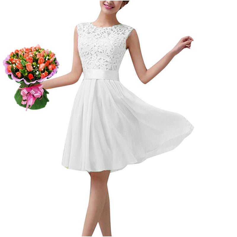 Women 2017 ZANZEA Party Dresses Sleeveless O-Neck Lace Crochet Chiffon Patchwork Summer Mini Dress Vestidos Plus Size
