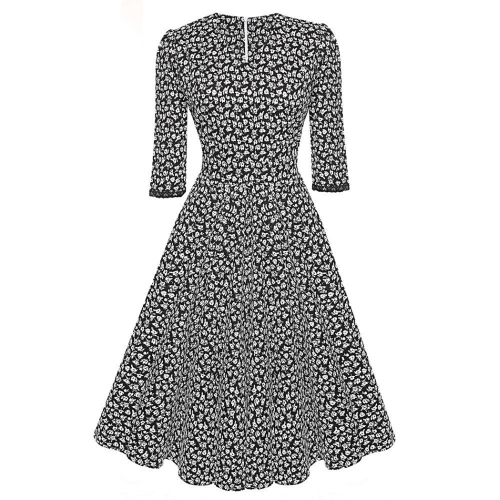 Online discount shop Australia - ACEVOG Brand 1950s Dress Autumn Spring 3/4 Sleeve Women Fashion Elegant Vintage Rockabilly Floral Swing Party Dresses 4 Styles