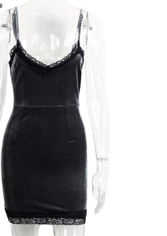 velvet short dress women Autumn winter gray pencil bodycon dress Elegant crochet slip mini red dress vestidos