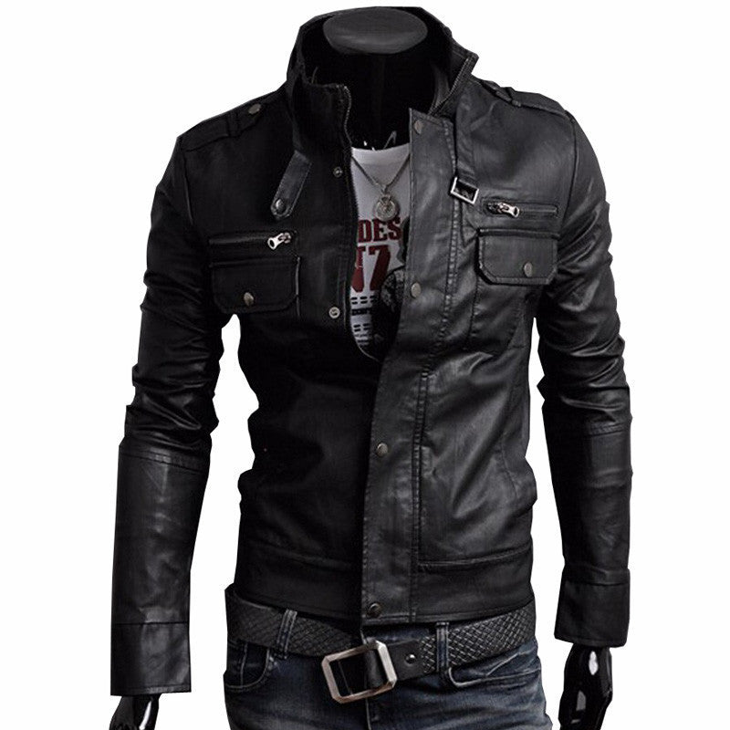 Online discount shop Australia - Classic Style Motorcycling PU Leather Jackets Men Slim Male Motor Jacket Men's Clothes MWP148