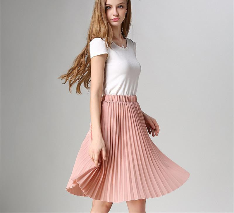 Vintage Tulle Skirt Tutu Midi Summer Skirts Womens Slim Elastic High Waist Skirt Jupe Longue Skater Skirt Pleated Skirts
