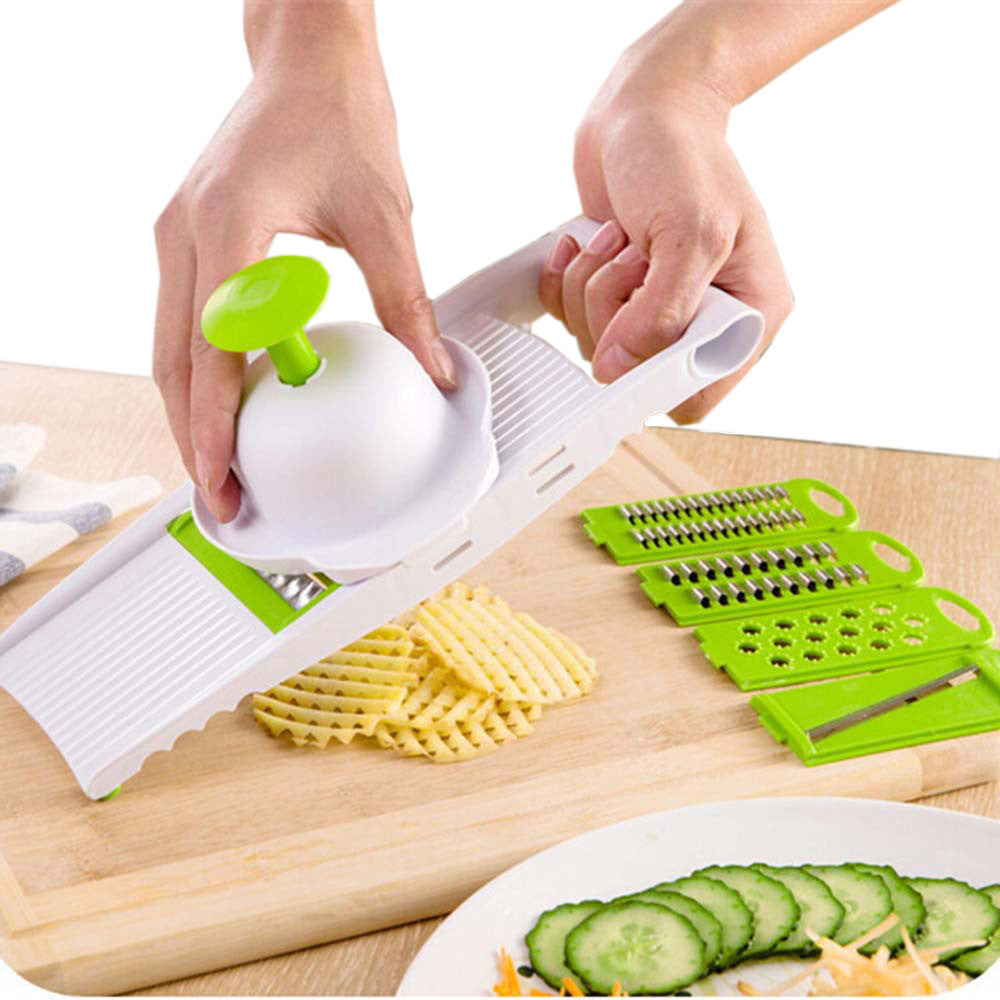 Online discount shop Australia - 7 in 1 Plastic Vegetable Fruit Slicers Cutter Adjustable Stainless Steel Blades Multi-function ABS Peeler Grater Slicer KC1055