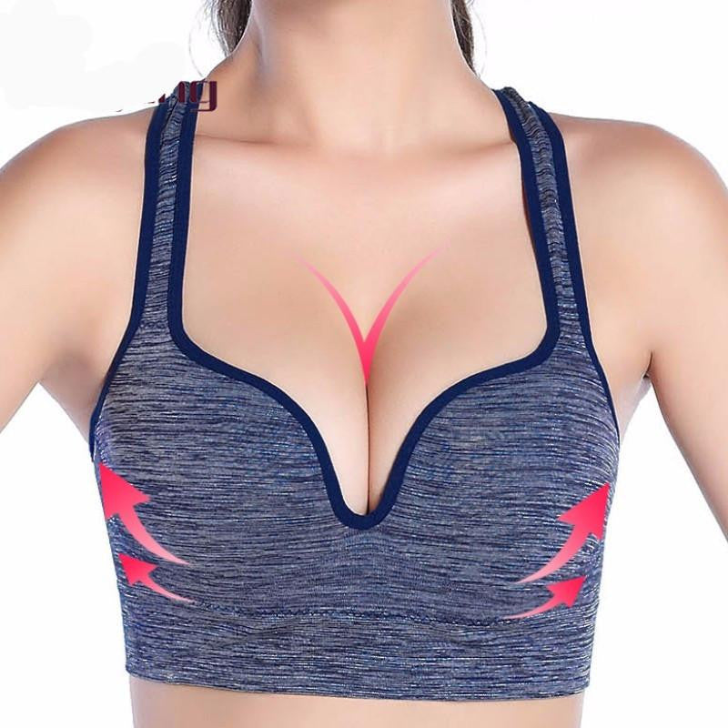 Women Professional Fitness Stretch Bra Shakeproof Bra Racerback Casual Padded Sportwear Tank Top Bra