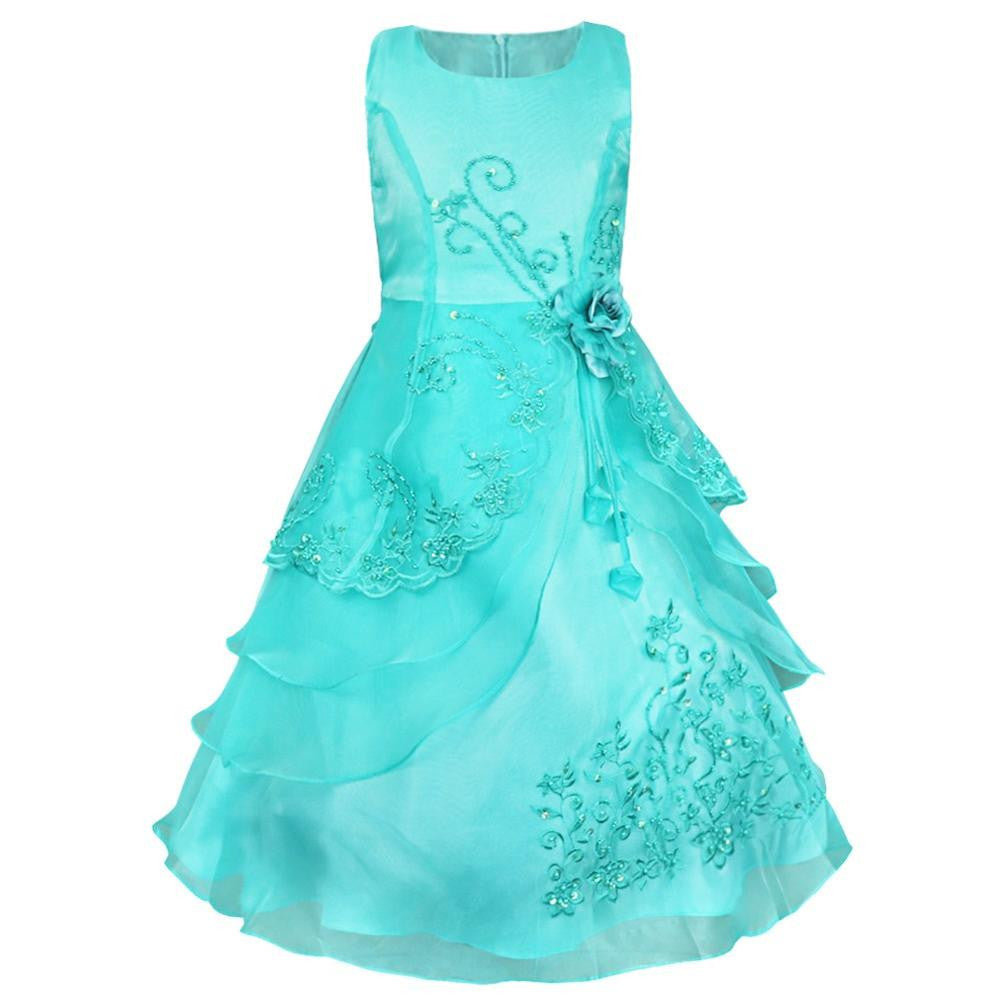 Online discount shop Australia - Embroidered Flower Girl Dress Kids Pageant Party Wedding Bridesmaid Ball Gown Prom Princess Formal Occassion Long Dress 4-14Y