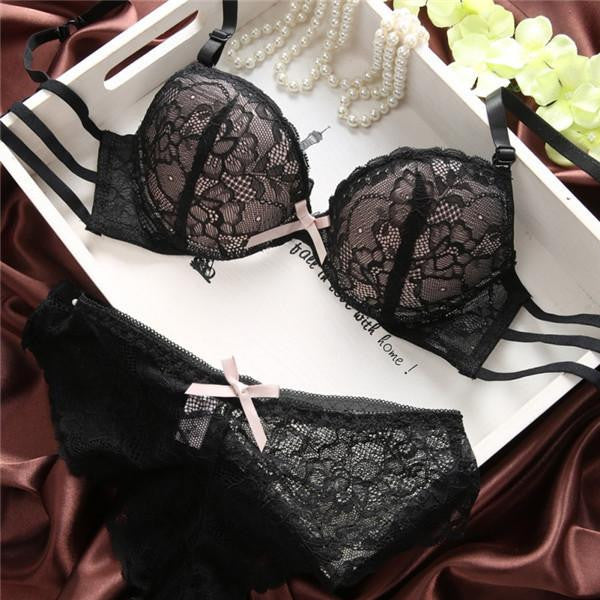 Womens Set Lace Lingerie Underwear Push-Up Bra Underwire Outfits