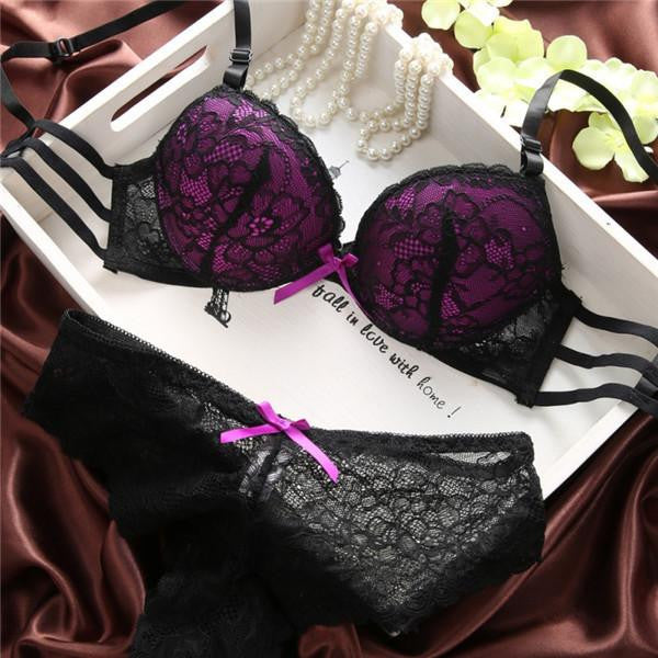Womens Set Lace Lingerie Underwear Push-Up Bra Underwire Outfits