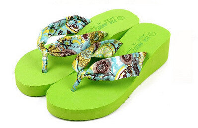 Online discount shop Australia - Bohemia flower Women flip flops platform wedges women sandals platform flip slippers beach shoes