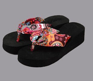 Online discount shop Australia - Bohemia flower Women flip flops platform wedges women sandals platform flip slippers beach shoes