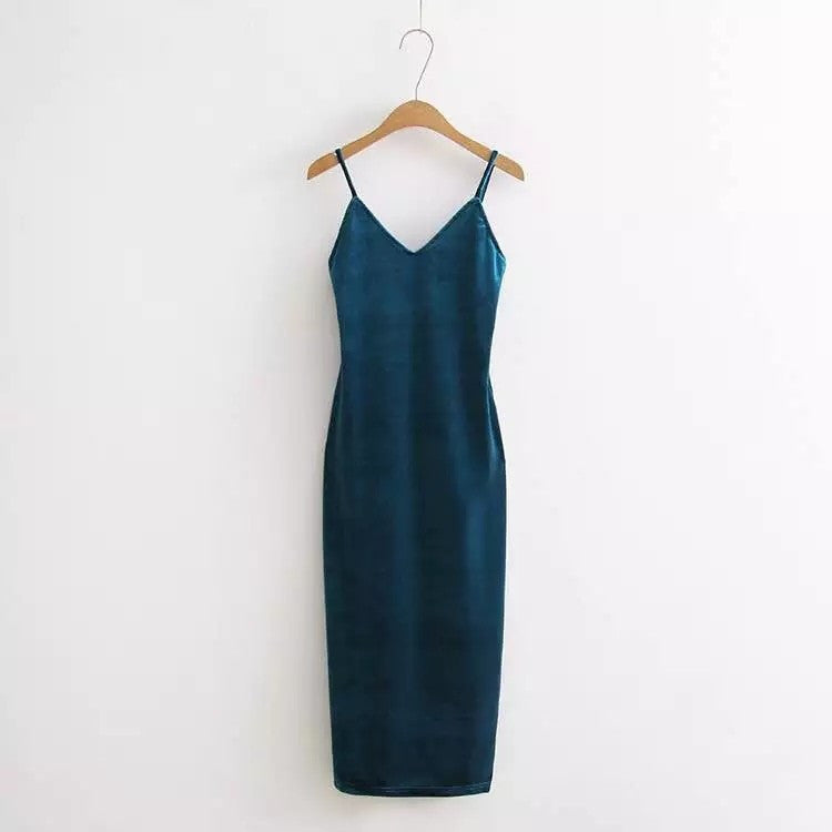 Online discount shop Australia - 2017 Women Spring Brief Style Velvet Slip Dress Side Vent Full Dress Suspender Strap Sexy One Piece Velvet Dress