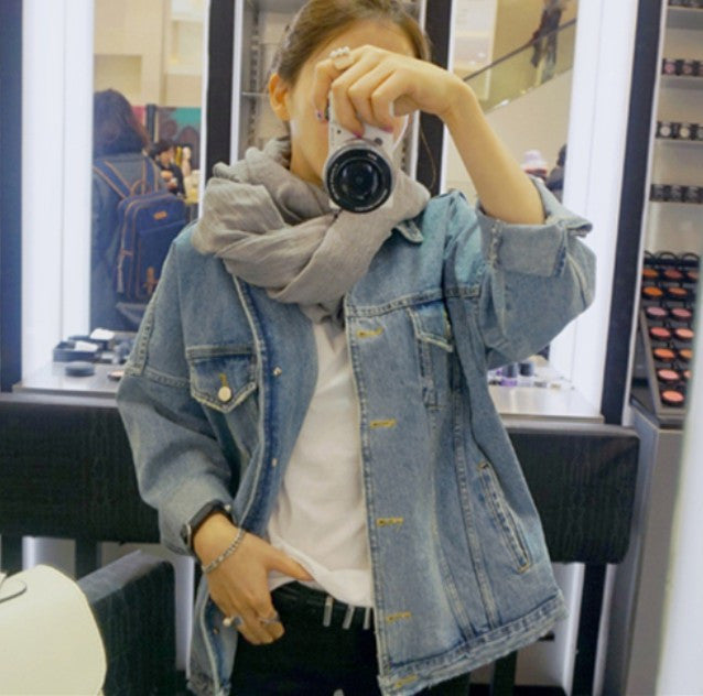 Online discount shop Australia - Denim Jacket Bf Harajuku Style Single Breasted Ladies Jean Jackets Plus Size Vintage Womens Coats Slim Fit