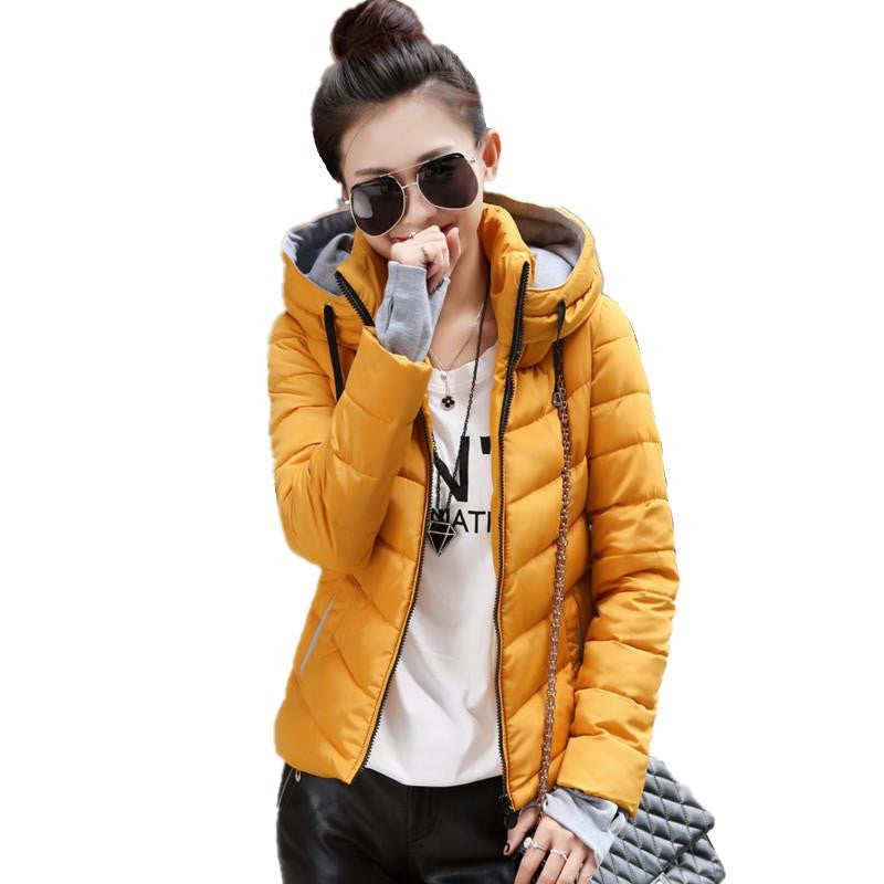 Womens Jackets Medium-Long Down Cotton Parka Plus Size Jacket Coat Slim Ladies Casual Clothing Navy and Black