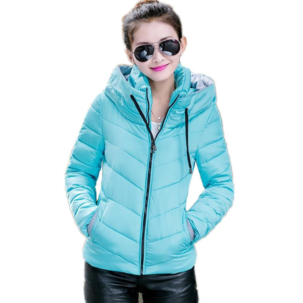 Womens Jackets Medium-Long Down Cotton Parka Plus Size Jacket Coat Slim Ladies Casual Clothing Navy and Black