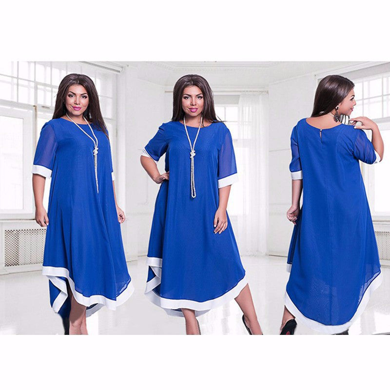 patchwork long maxi rockabilly chiffon dress loose plus size brief mid calf party dresses vetidos