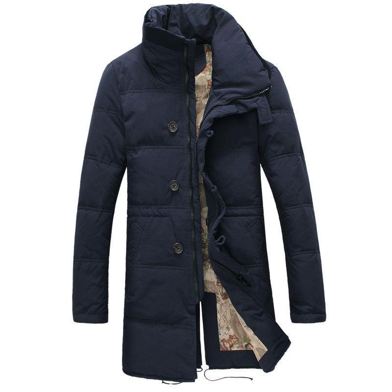 Online discount shop Australia - Jacket Men Long Stand Collar Casual Cotton Down Parkas Men