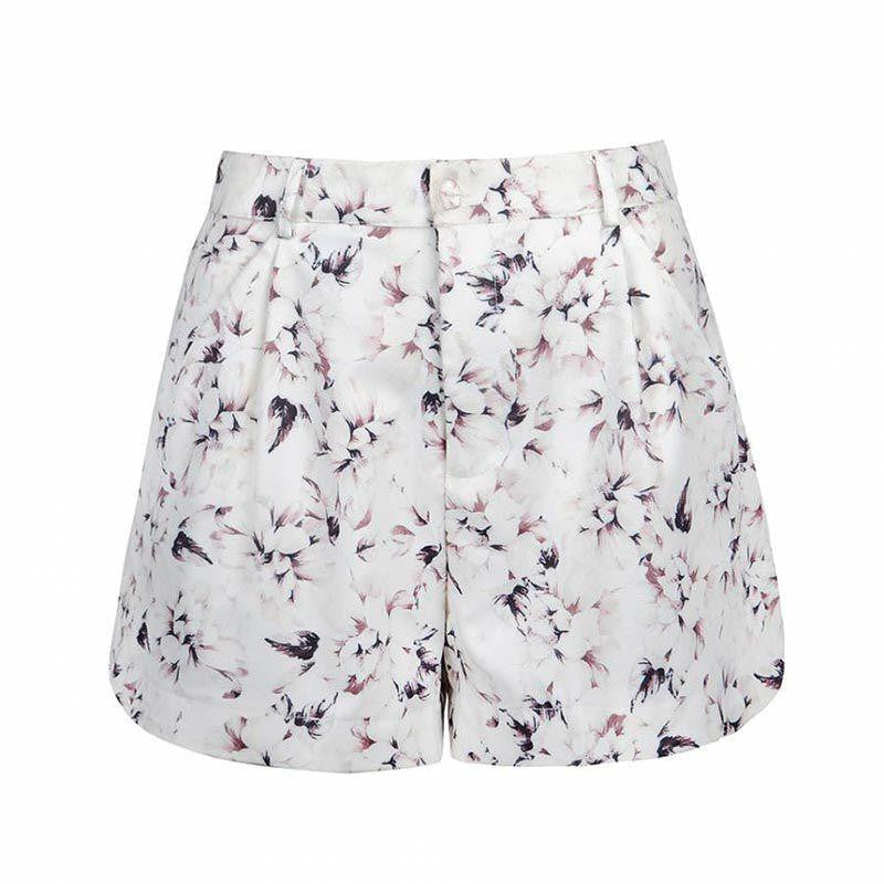 Shorts Women Chic Fashion mid waist casual print floral shorts flower brand female hot short