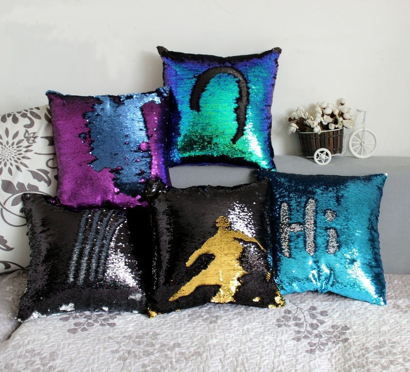 Reversible Mermaid Sequin pillow cover Cushion Cover magical color changing sequin throw pillow Home Decor Decorative Pillowcase