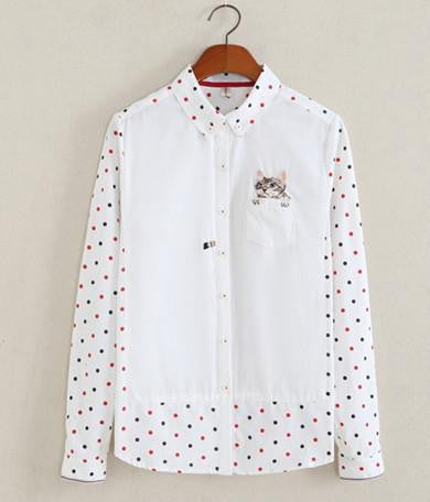 White Blouse Women Work Wear Button Up Lace Turn Down Collar Long Sleeve Cotton Top Shirt Plus Size S-XXL T56302